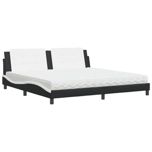 Bett mit Matratze Zadar 200x200 cm Kunstleder Schwarz/Weiß