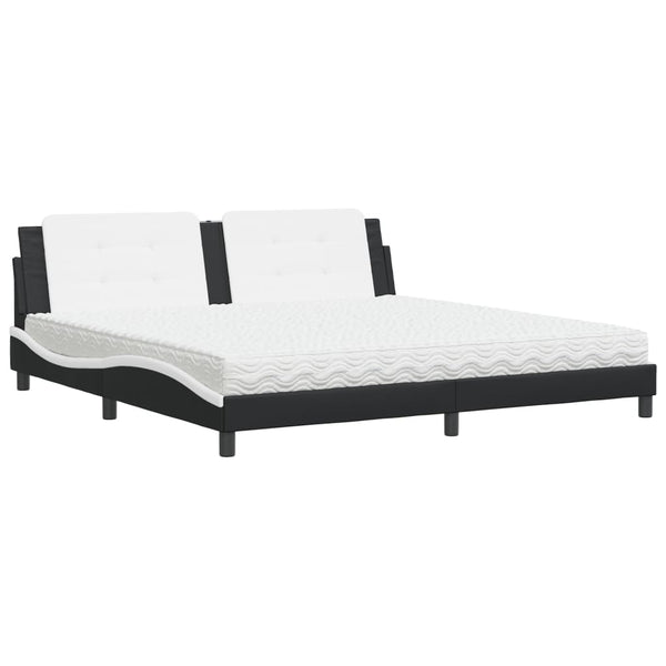 Bett mit Matratze Zadar 200x200 cm Kunstleder Schwarz/Weiß