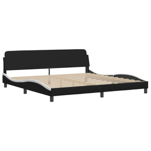 Bett mit Matratze Zadar 200x200 cm Kunstleder Schwarz/Weiß
