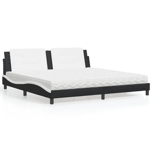Bett mit Matratze Zadar 200x200 cm Kunstleder Schwarz/Weiß