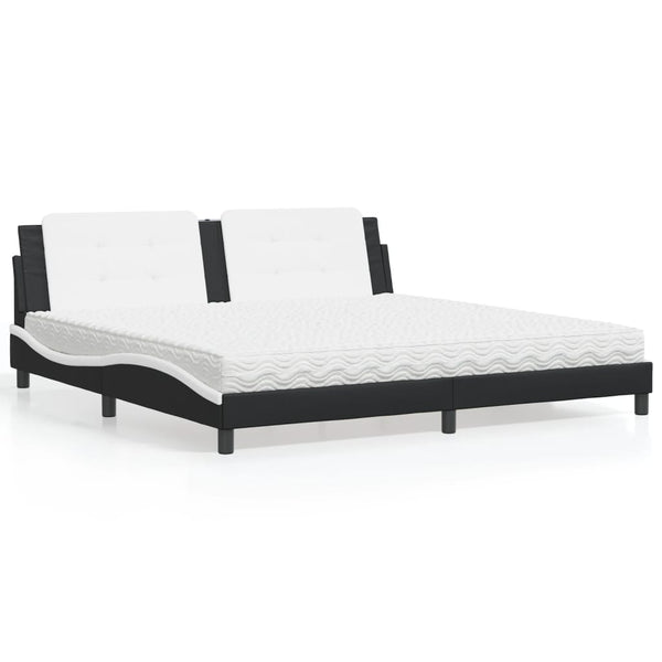 Bett mit Matratze Zadar 200x200 cm Kunstleder Schwarz/Weiß
