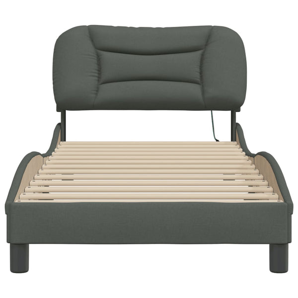 vidaXL Cadre de lit avec LED sans matelas "Hvar" Gris foncé 80x200 cm Tissu