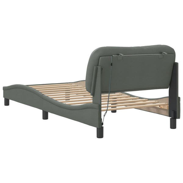 vidaXL Cadre de lit avec LED sans matelas "Hvar" Gris foncé 80x200 cm Tissu