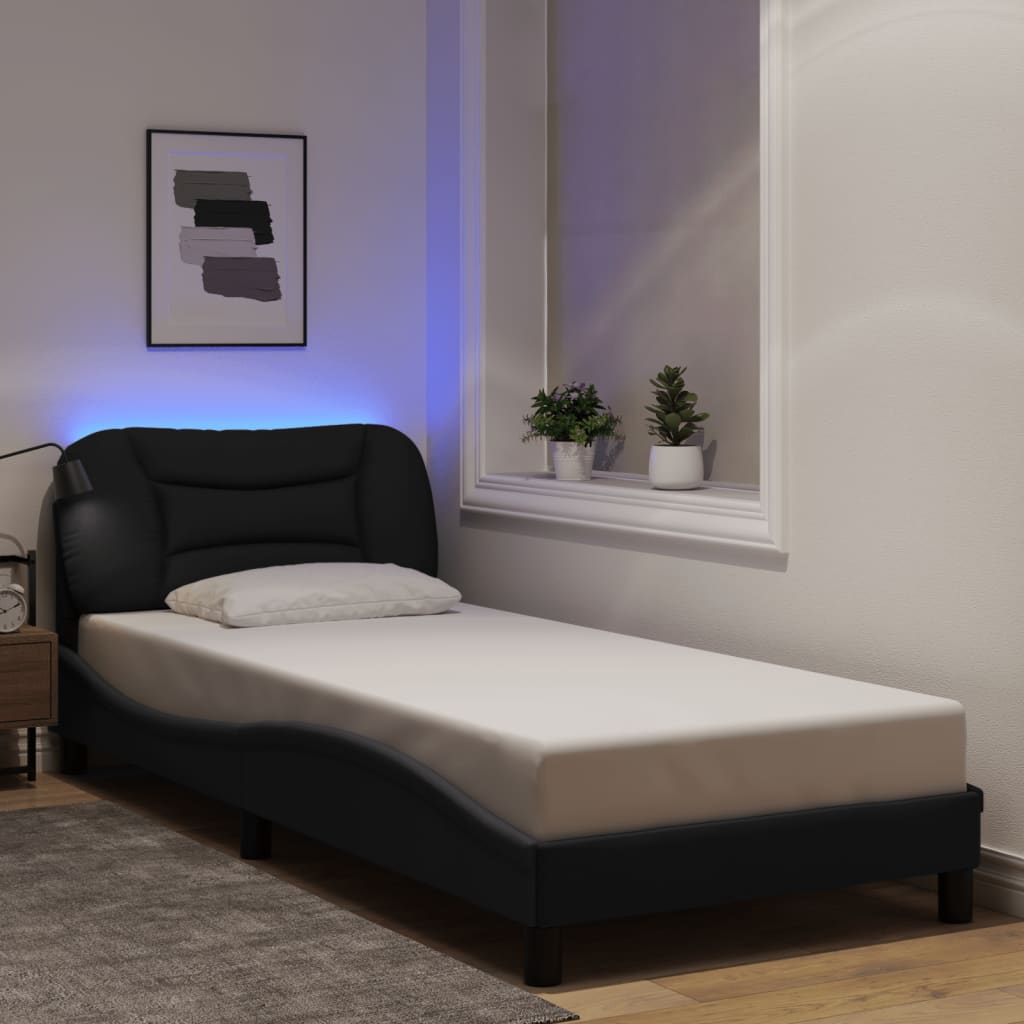 Bettgestell mit LED 80x200 cm Schwarz