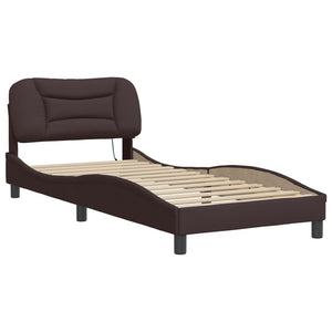 vidaXL Cadre de lit avec LED sans matelas "Hvar" Marron Foncé 80x200 cm Tissu