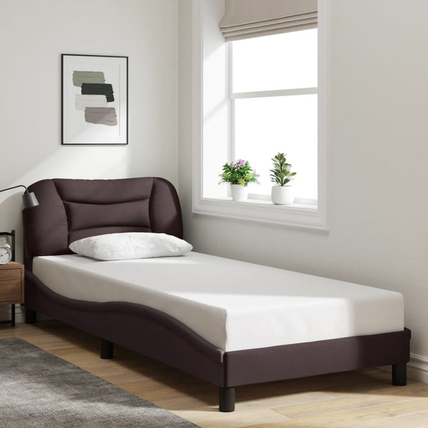 vidaXL Cadre de lit avec LED sans matelas "Hvar" Marron Foncé 80x200 cm Tissu