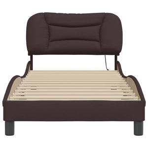 vidaXL Cadre de lit avec LED sans matelas "Hvar" Marron Foncé 80x200 cm Tissu