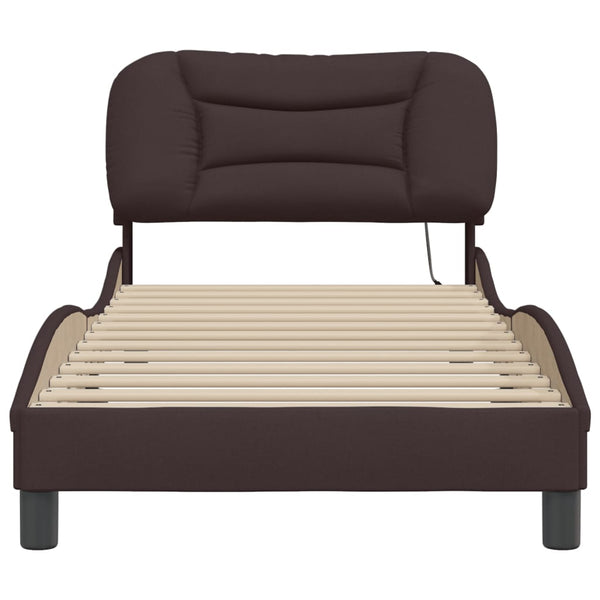 vidaXL Cadre de lit avec LED sans matelas "Hvar" Marron Foncé 80x200 cm Tissu
