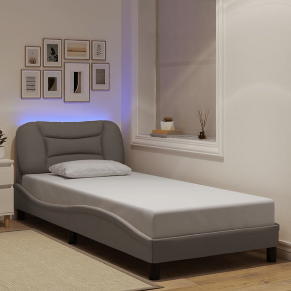vidaXL Cadre de lit avec LED sans matelas "Hvar" Taupe 80x200 cm Tissu