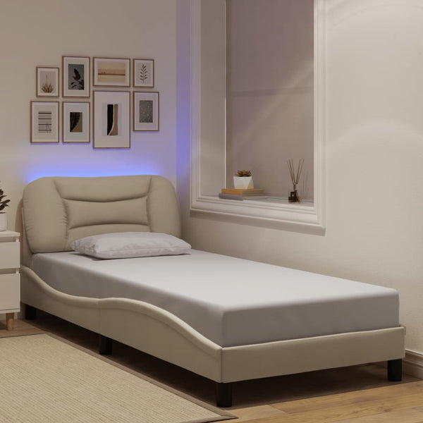 Bettgestell Creme 80x200 cm mit LED