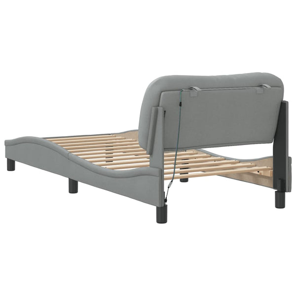 Bettgestell mit LED Hellgrau 90x190 cm