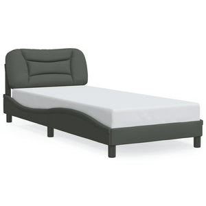 vidaXL Cadre de lit avec LED sans matelas « Hvar » gris foncé 90x190 cm tissu