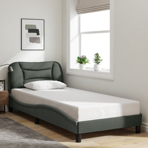 vidaXL Cadre de lit avec LED sans matelas « Hvar » gris foncé 90x190 cm tissu