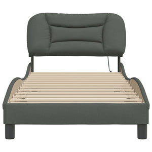 vidaXL Cadre de lit avec LED sans matelas « Hvar » gris foncé 90x190 cm tissu