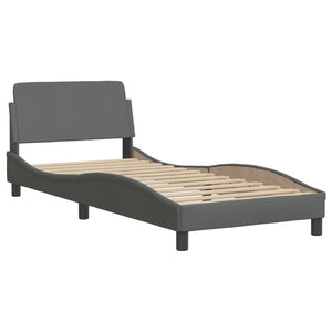 vidaXL Cadre de lit avec LED sans matelas « Hvar » gris foncé 90x190 cm tissu