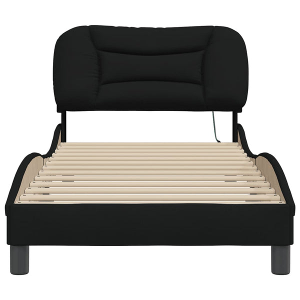 Bettgestell Schwarz 90x190 cm mit LED