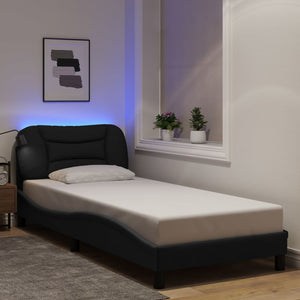 Bettgestell Schwarz 90x190 cm mit LED