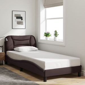 vidaXL Cadre de lit avec LED sans matelas "Hvar" Marron foncé 90x190 cm Tissu