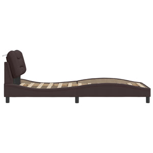 vidaXL Cadre de lit avec LED sans matelas "Hvar" Marron foncé 90x190 cm Tissu
