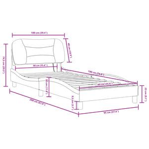 Bettgestell mit LED Creme 90x190 cm