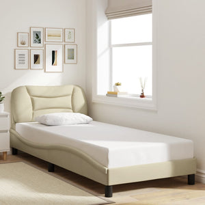 Bettgestell mit LED Creme 90x190 cm