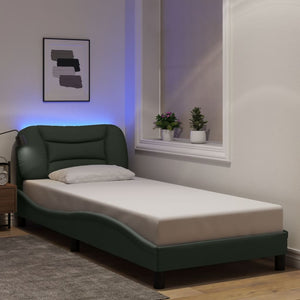 Bettgestell mit LED Dunkelgrau 90x200 cm