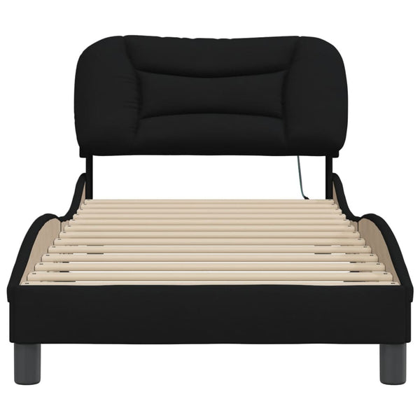 Bettgestell mit LED Schwarz 90x200 cm