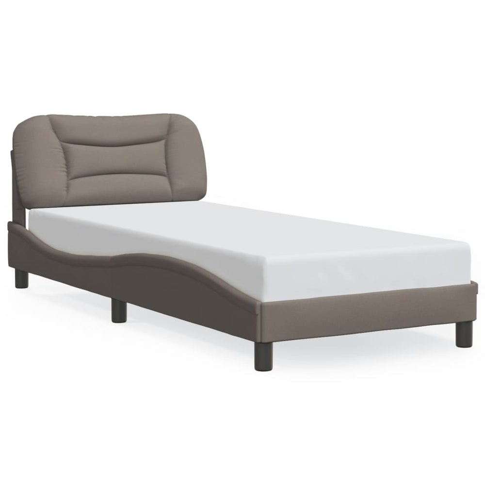 vidaXL LED Bed Frame without Mattress "Hvar" Taupe 90x200 cm Fabric