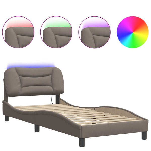 Bettgestell mit LED Taupe 90x200 cm