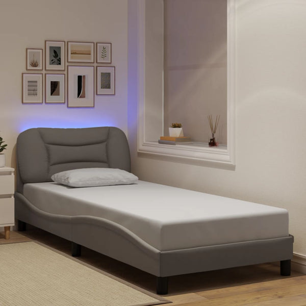 Bettgestell mit LED Taupe 90x200 cm