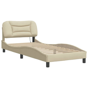 Bettgestell mit LED Creme 90x200 cm