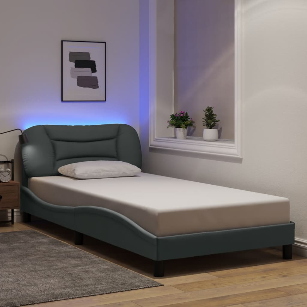 Bettgestell mit LED 100x200 cm Hellgrau