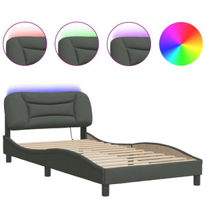 Bettgestell mit LED Dunkelgrau 100x200 cm