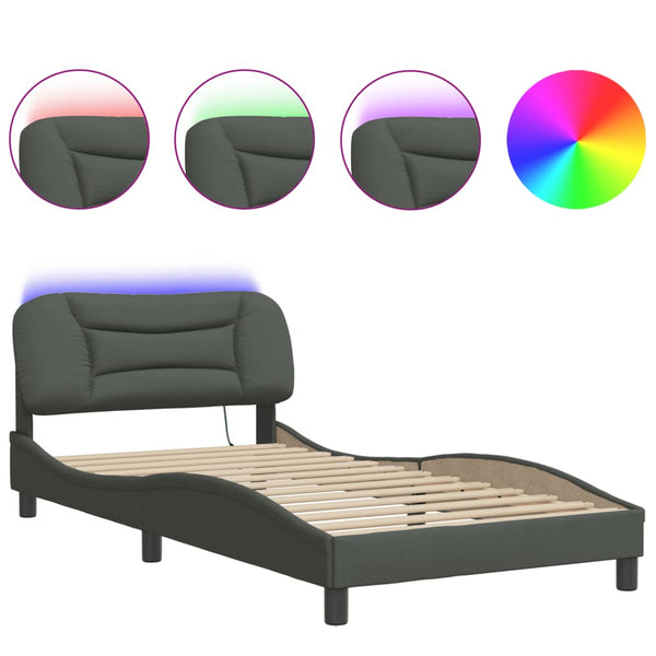 Bettgestell mit LED Dunkelgrau 100x200 cm