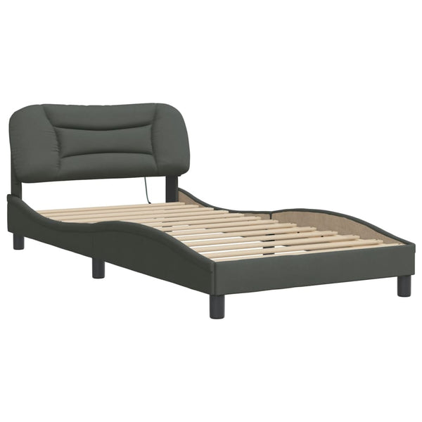 Bettgestell mit LED Dunkelgrau 100x200 cm