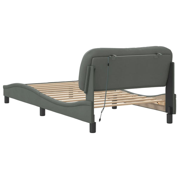 Bettgestell mit LED Dunkelgrau 100x200 cm