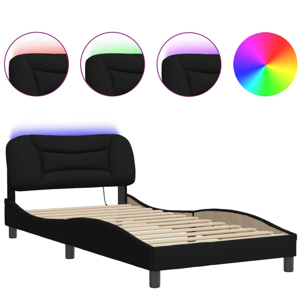 Bettgestell mit LED 100x200 cm Schwarz