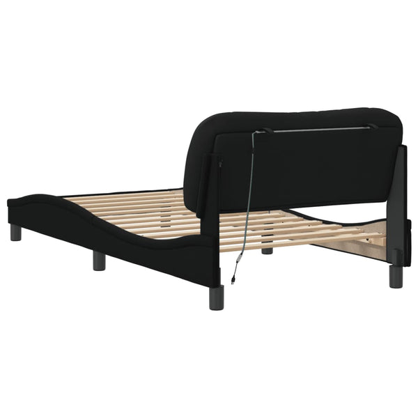 Bettgestell mit LED 100x200 cm Schwarz