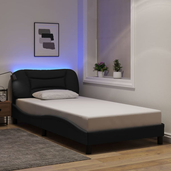 Bettgestell mit LED 100x200 cm Schwarz