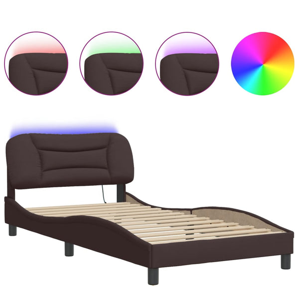 Bettgestell mit LED Dunkelbraun 100x200 cm