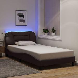 Bettgestell mit LED Dunkelbraun 100x200 cm