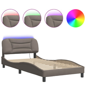 Bettgestell mit LED 100x200 cm Taupe