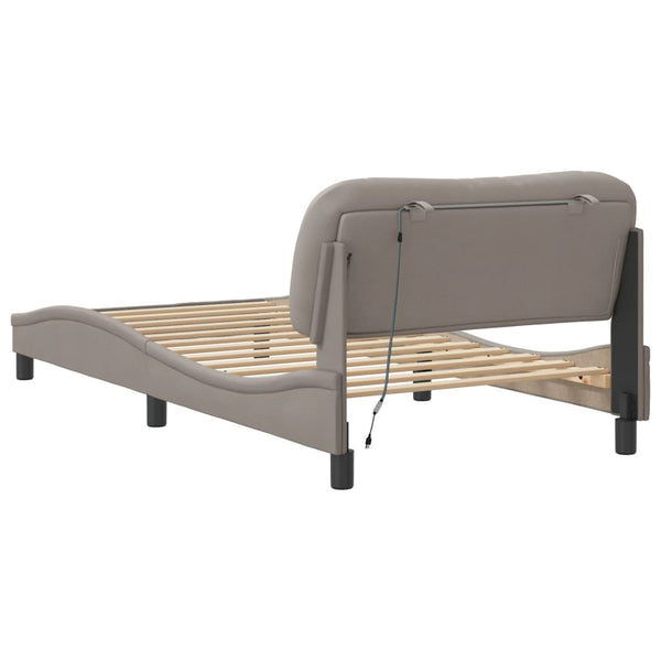 Bettgestell mit LED 100x200 cm Taupe