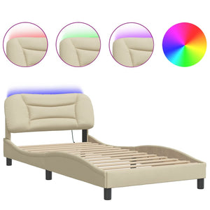 Bettgestell mit LED Creme 100x200 cm