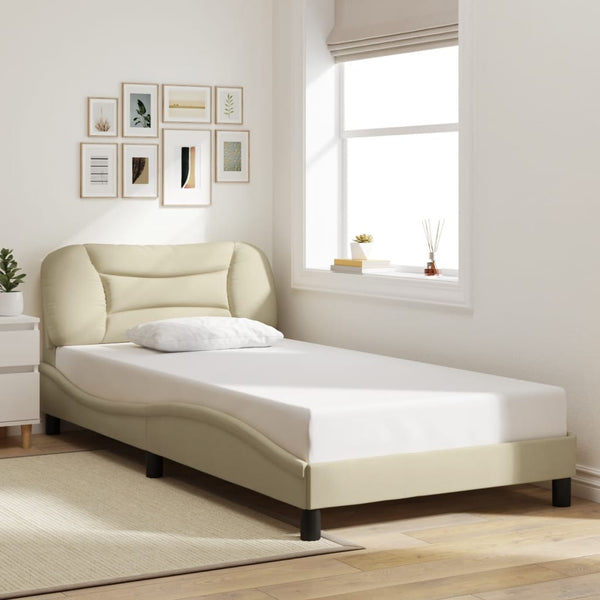 Bettgestell mit LED Creme 100x200 cm