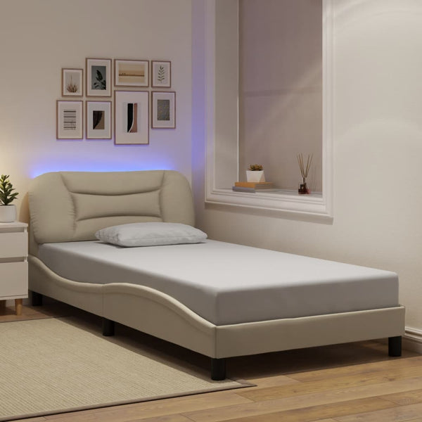 Bettgestell mit LED Creme 100x200 cm