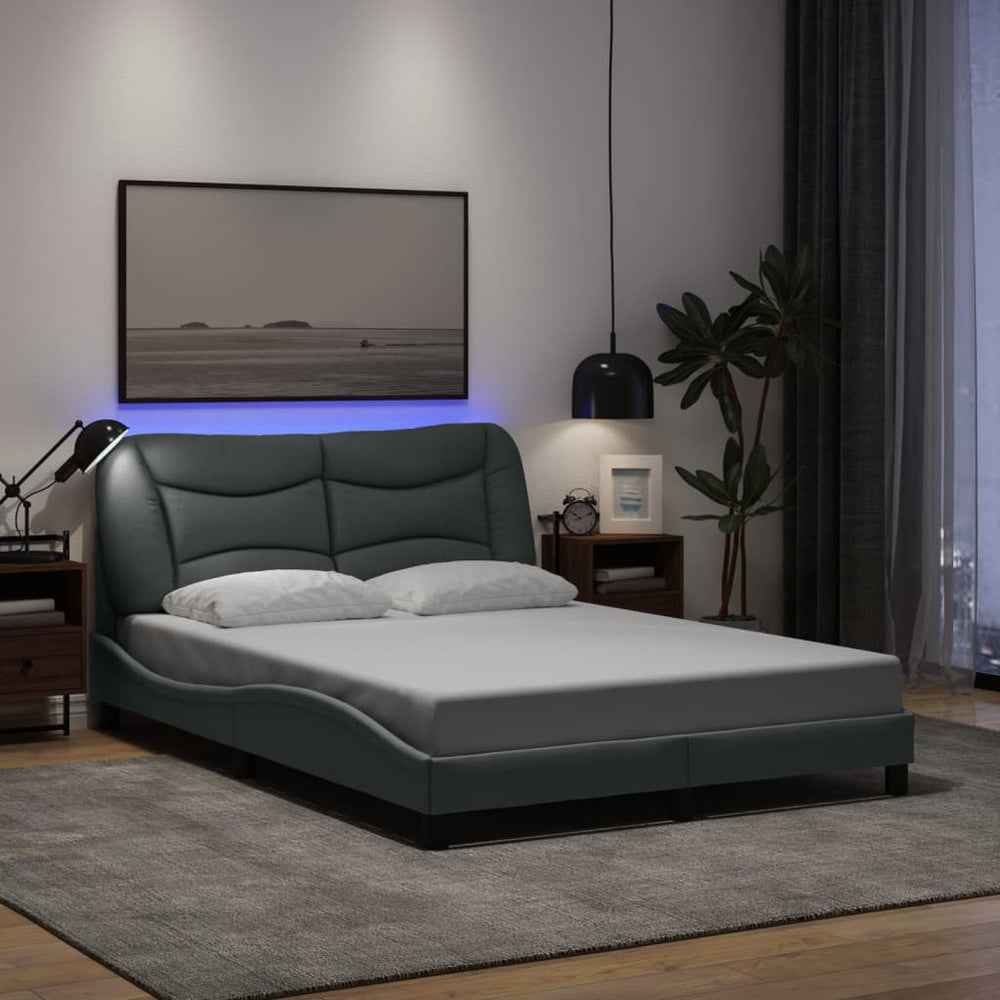 Bettgestell mit LED Hellgrau 120x200 cm