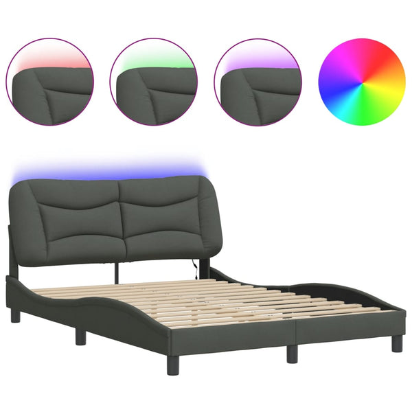 Bettgestell mit LED Dunkelgrau 120x200 cm