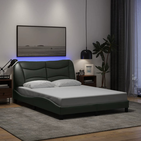 Bettgestell mit LED Dunkelgrau 120x200 cm