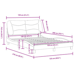 Bettgestell mit LED 120x200 cm Taupe